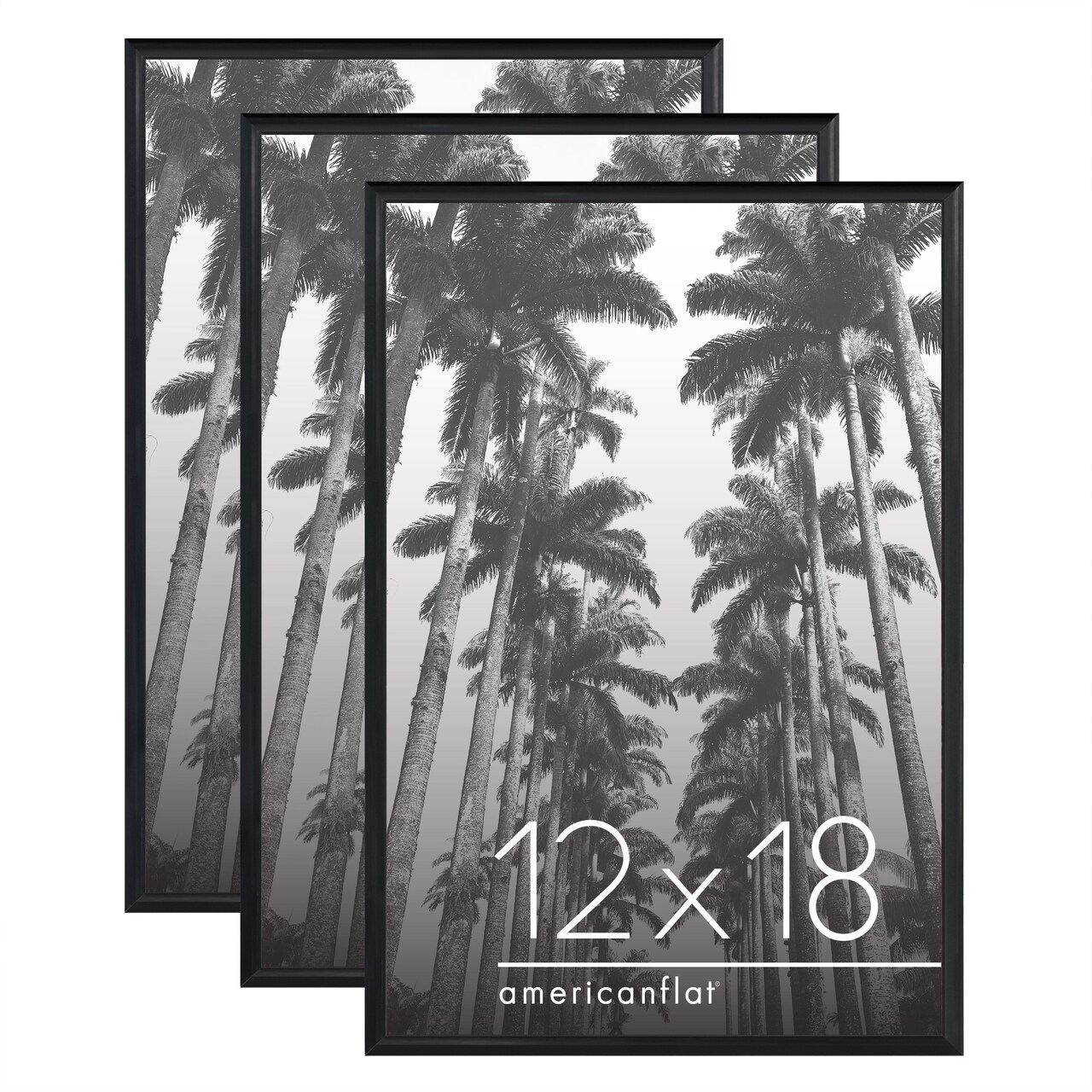 Americanflat Snap-In Picture Frame in Black - Set of 3 - Poster Frame with Slimline Molding, Plexiglass Cover, and Hanging Hardware - Black